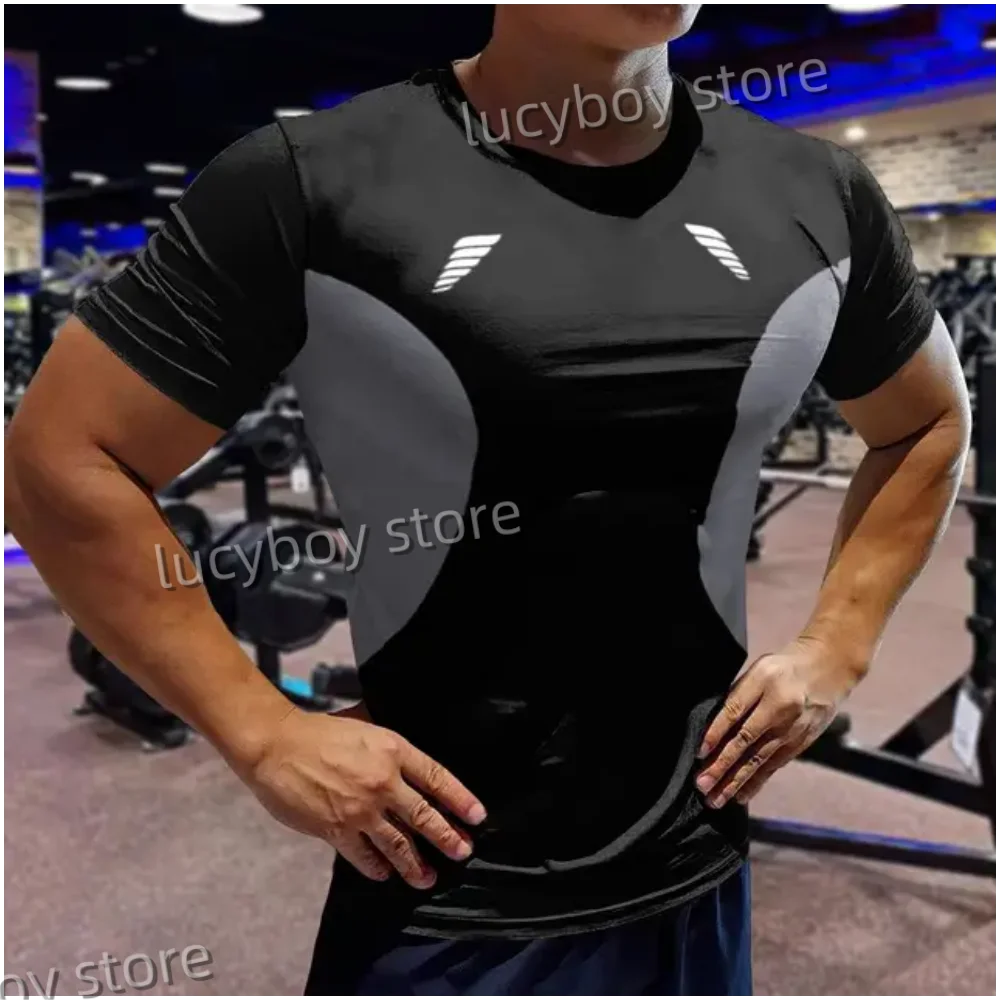 Męska koszulka sportowa Fitness na siłownię Męskie koszulki z krótkim rękawem Szybkoschnąca odzież sportowa do biegania Mężczyźni Oversized Tops Odzież męska