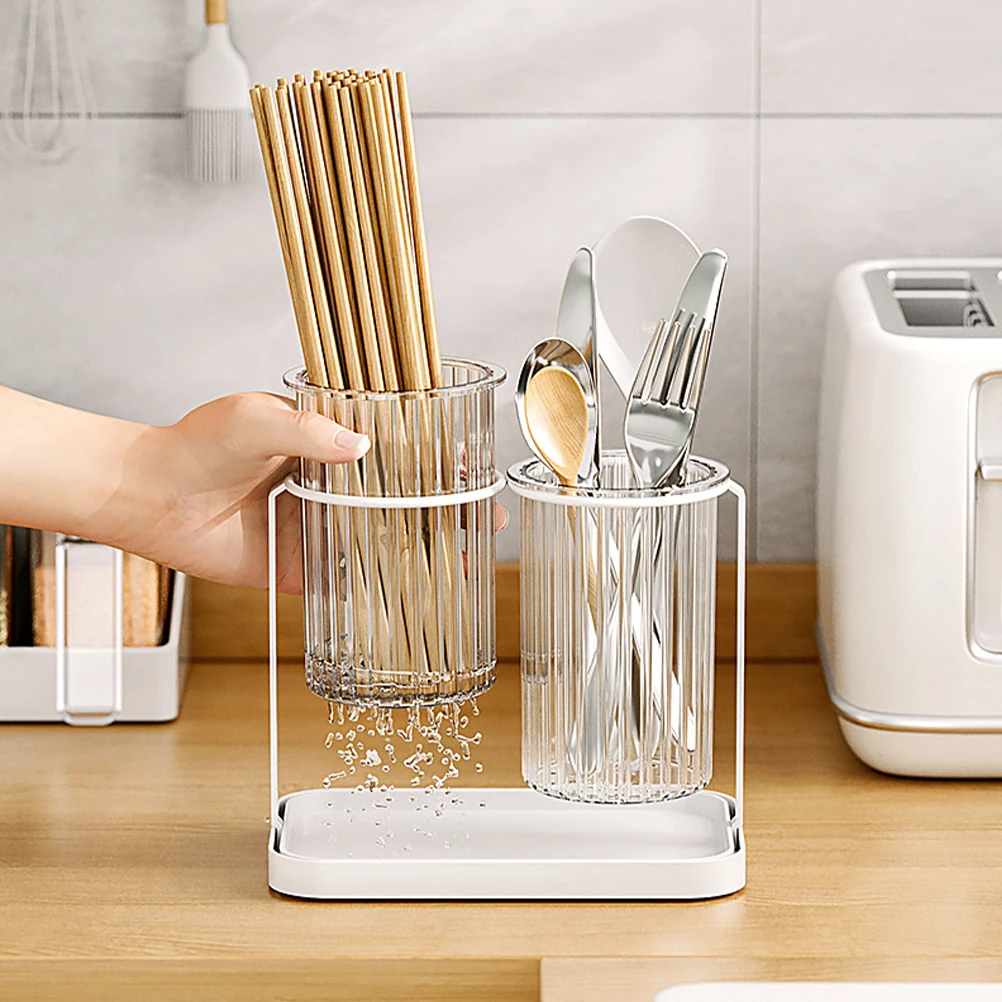 

Utensil Holder for Kitchen Chopstick Draining Holder Modern Simple Design Easy to Clean Flatware Storage Container Countertop
