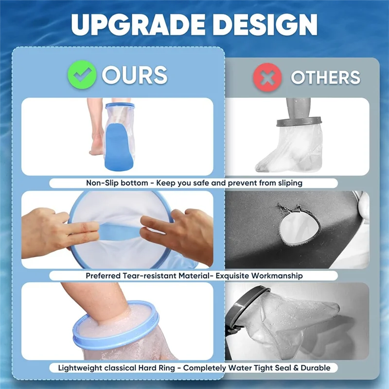 A96I-Waterproof Extra Wide Leg Cast Cover For Shower With Non-Slip Bottom For Leg Cast Protector For Leg Surgery Wounds