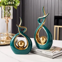 Abstract Ceramic Sculpture Golden Statue Modern Home Decoration Living Room Desktop Office Decoration Accessories CraftsGift2022