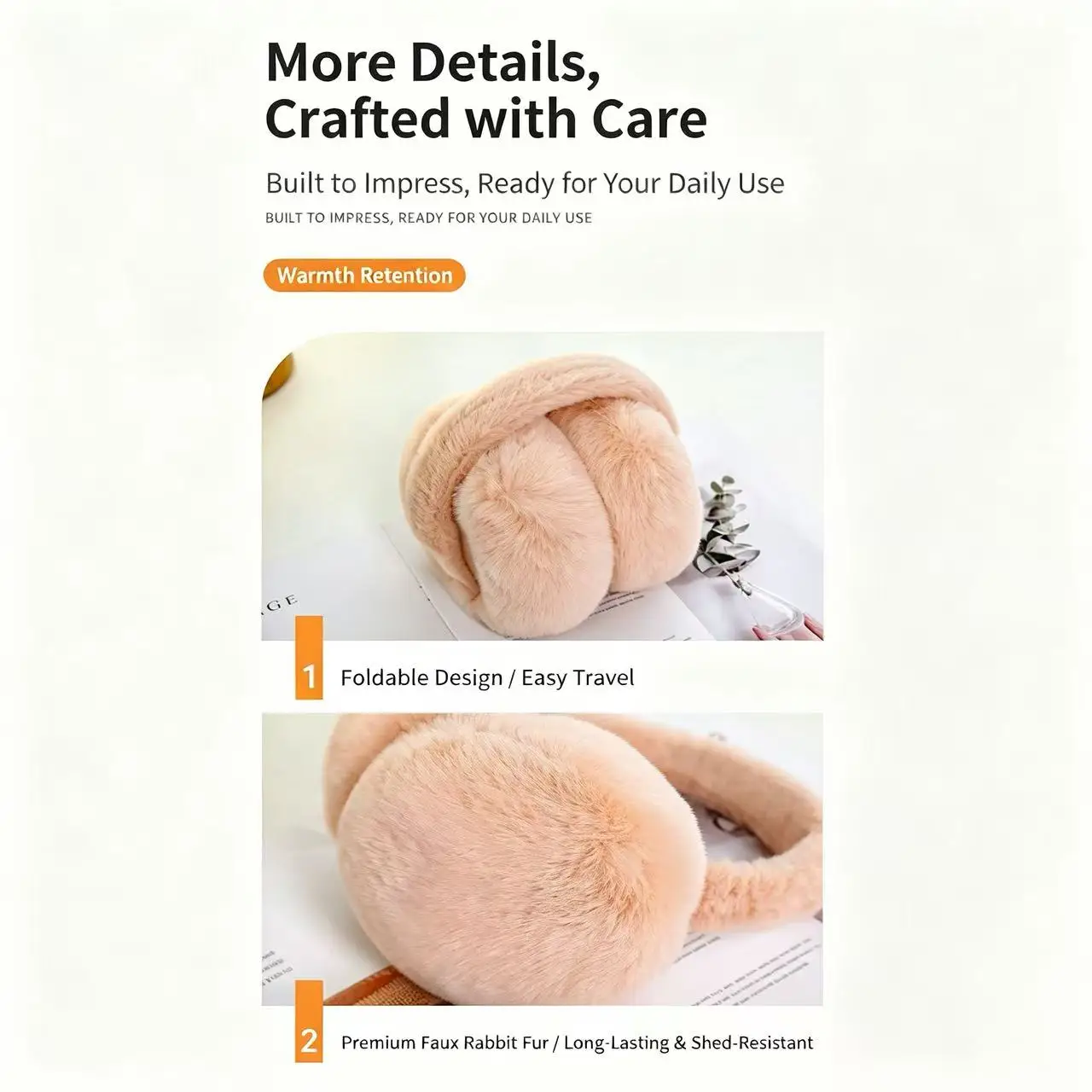 Unisex Foldable Fluffy Ear Warmer Winter Cold‑proof Plush Earmuffs Portable for Outdoor Cycling Ski Commuting