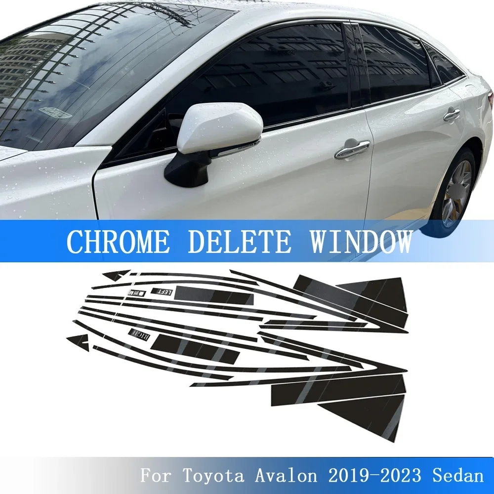 Glossy Black PVC Car Window Decorative Strip Sticker For Toyota Avalon 2019-2023 Sedan Exterior Protection Accessory