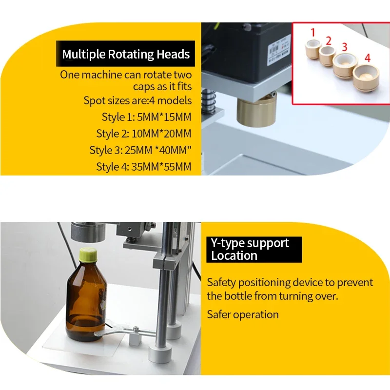 Pneumatic Electric Desktop Automatic Bottle Capping, Wrapping Sealing Machine for Juice Liquid Spray Capper Sealer, 10-60mm
