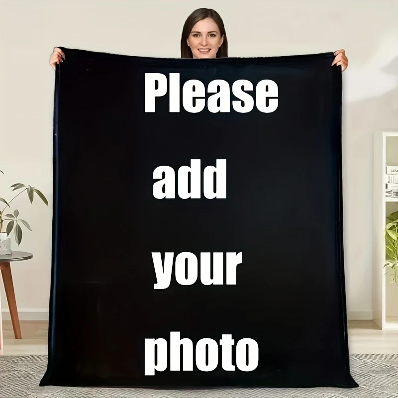 

Personalized Your Photo Blanket Customized DIY Print on Demand Dropshipping Warm Throw Blankets for Bed Sofa Christmas Gift