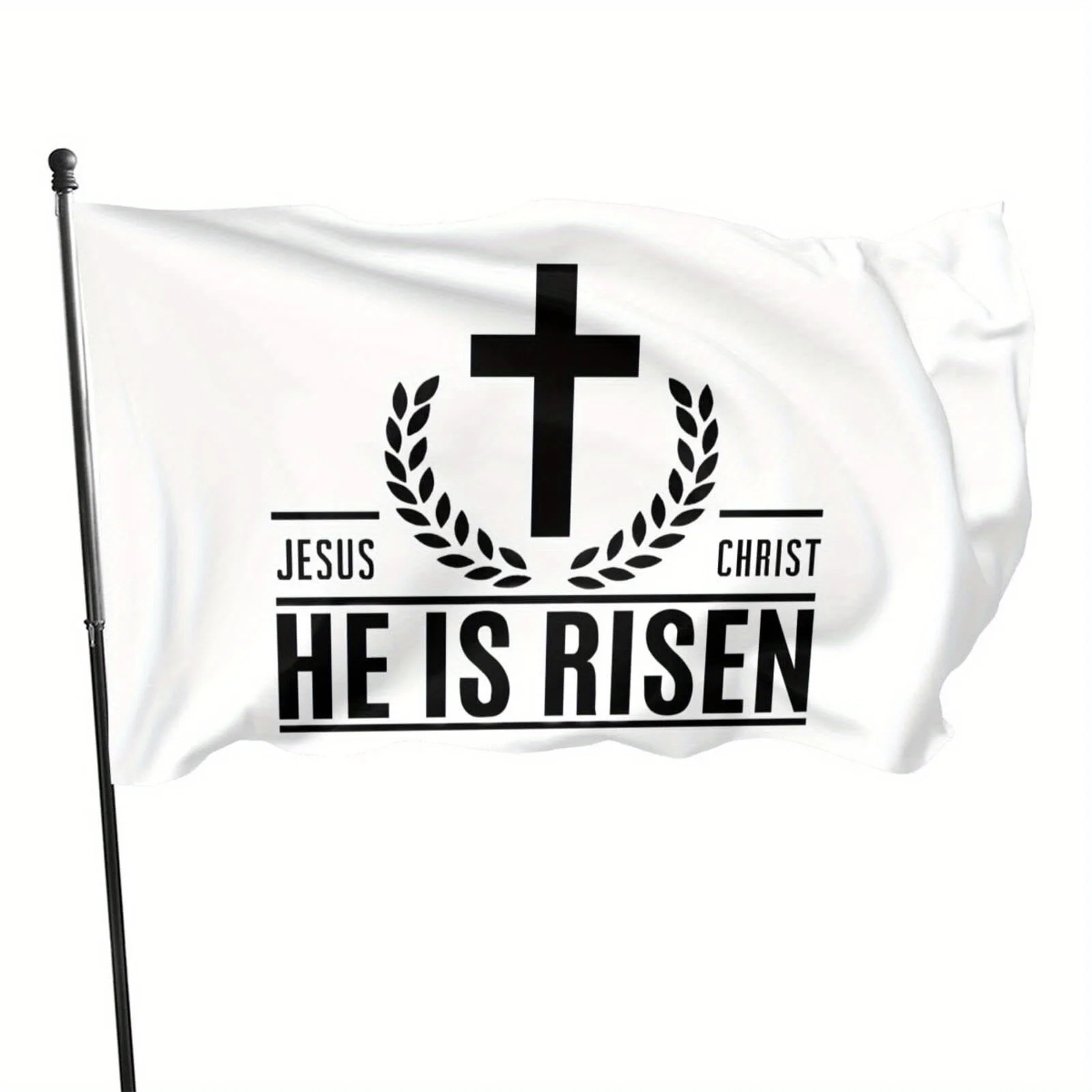 He Is Risen Christian Flag Polyester Jesus Christ Banner for Home Decor Fade Resistant No Power Supply Required