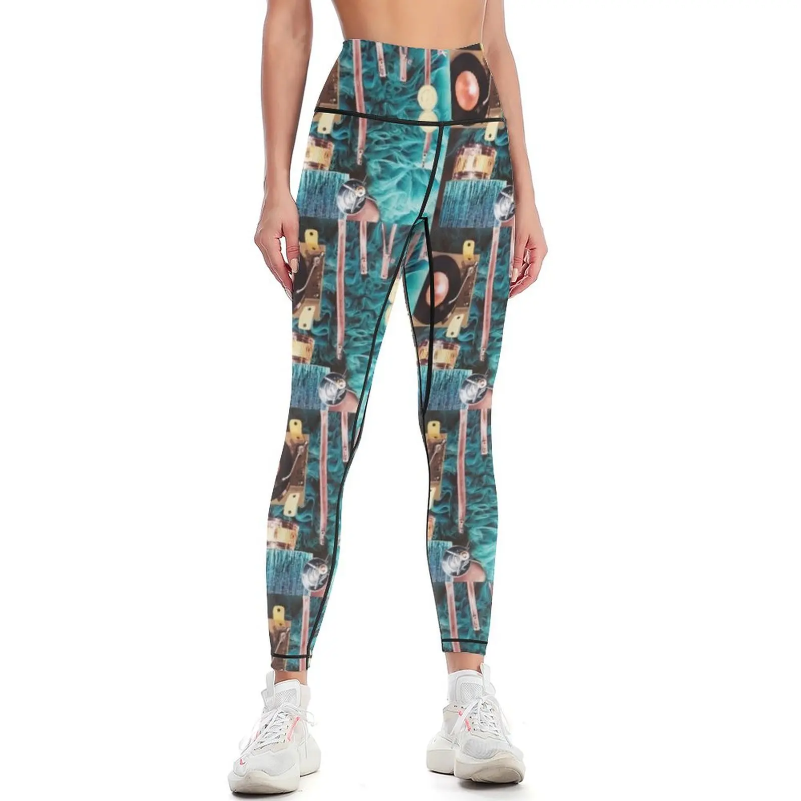 

Dancing, Djs and Records being Spun Unzipping the Fun Leggings Sports pants woman flared active wear Womens Leggings