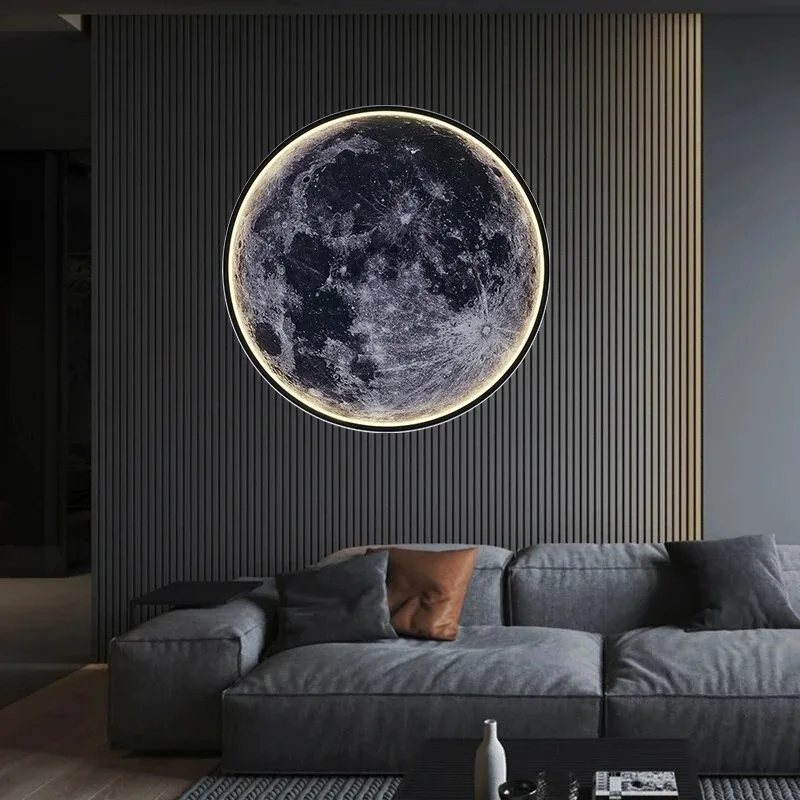 IRALAN-Lámpara de pared de Luna 3D, moderna, con control remoto, ajustable en tres colores, para habitación, sala de estar y cocina