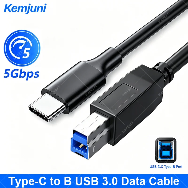 3M USB 3.0 Type-C To B Data Cable 5GBPS High-speed Printer Connection Cable USB Cable for External Hard Drive Scanner of Laptop