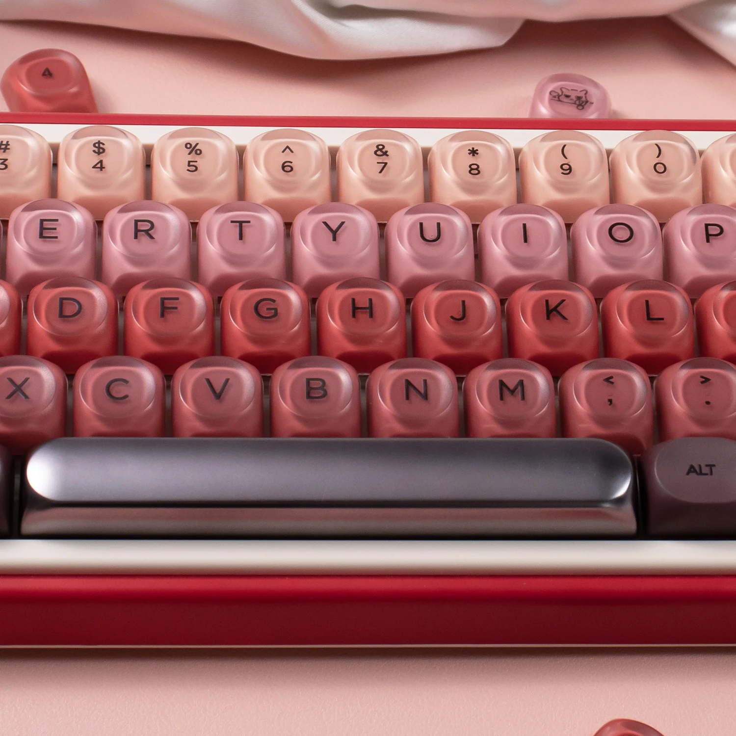 Capuchons de touches thème rouge à lèvres, 132 touches, profil HOA, PBT + PC, ronds, rouges, mignons, pour Kit de clavier mécanique MX