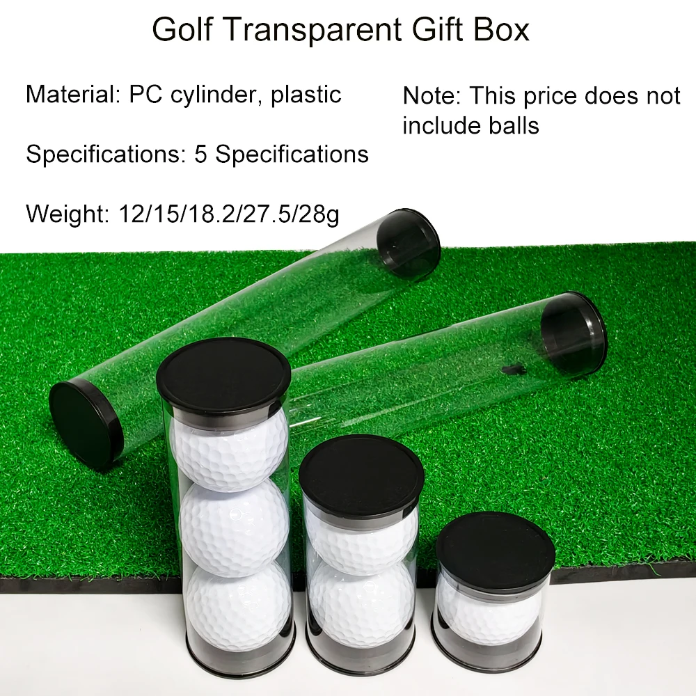 Portable Golf Ball Tube PC Transparent Round Plastic Packaging Box Various Specifications Balls Golfs Container Case Gift Box 6