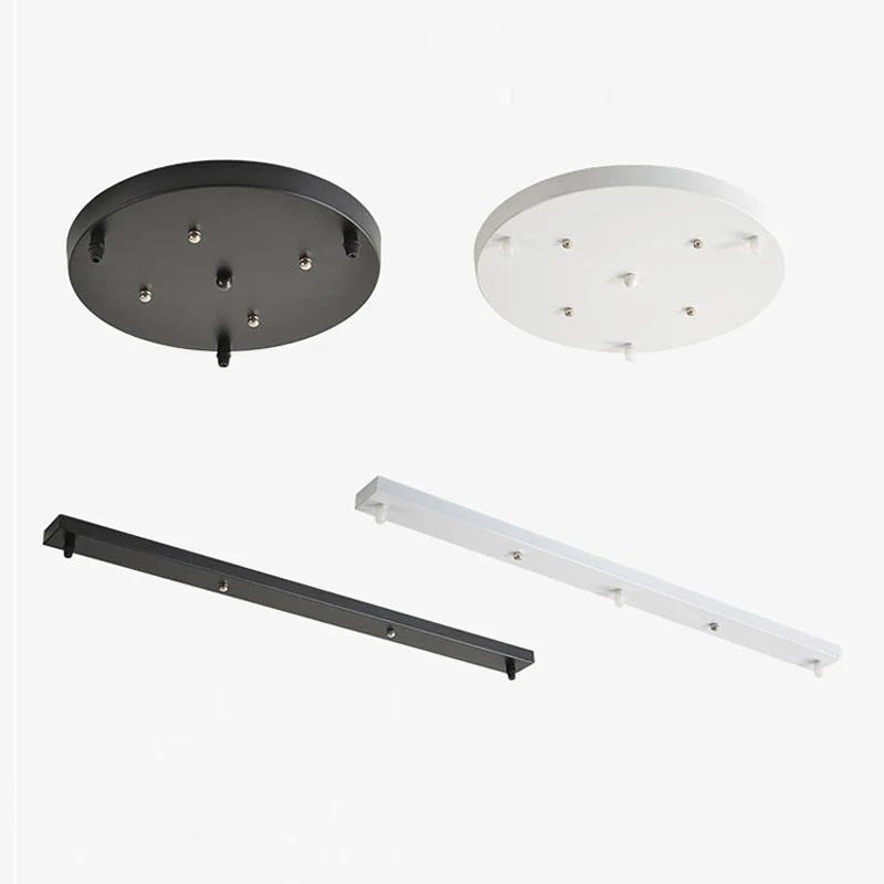 

Modern Minimalist Style Rectangular Circular Chandelier Ceiling Panel Diy 3-Head Black White Accessory Hanging Board
