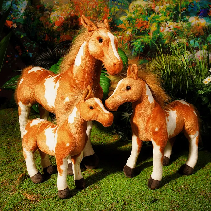 

Simulation US Paint Horse Plush Toy Cute Stuffed Lifelike Animal Ferghana Horse Plushies Doll High Quality Soft Kids Toys Gifts