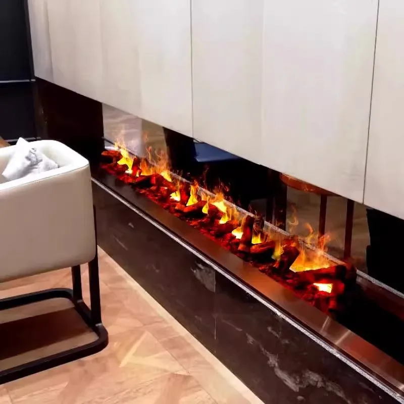 【Hot】Charcoal-design Fireplace TV Stand with wood decoration Mist Humidifier APP Control Real Wood Sound 3D Water Steam Fireplac