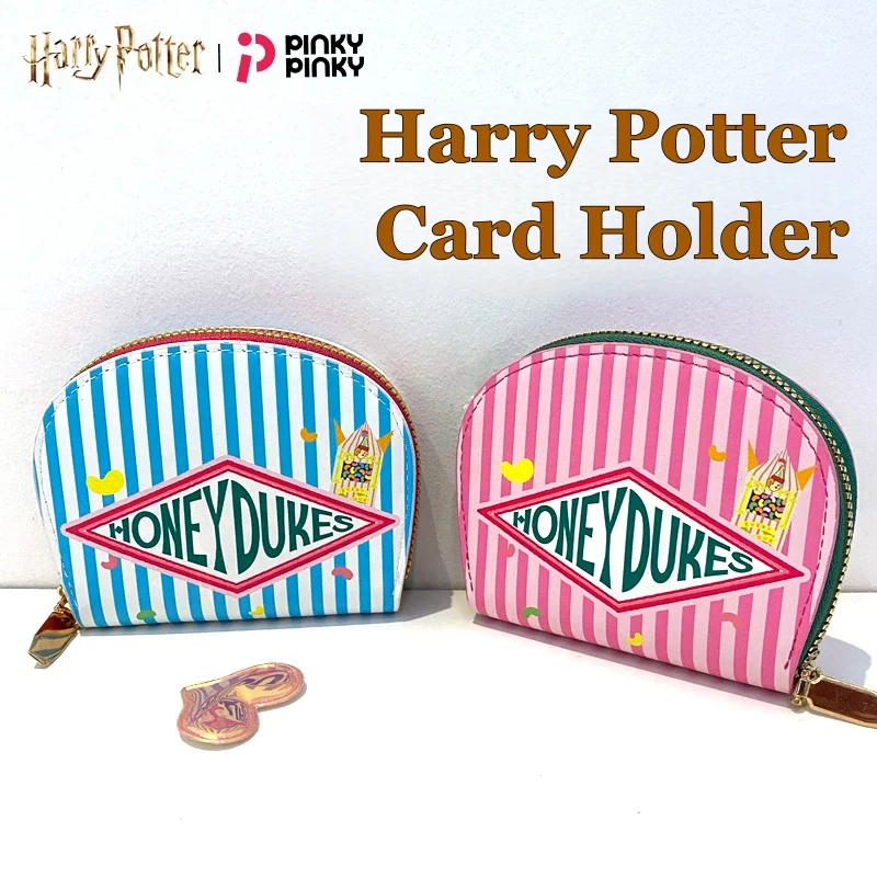 Pinky Harry Potter Card Holder Zipper Coin Purse ID Wallet for Daily Halloween Christmas Birthday Gift for Students Fans Women