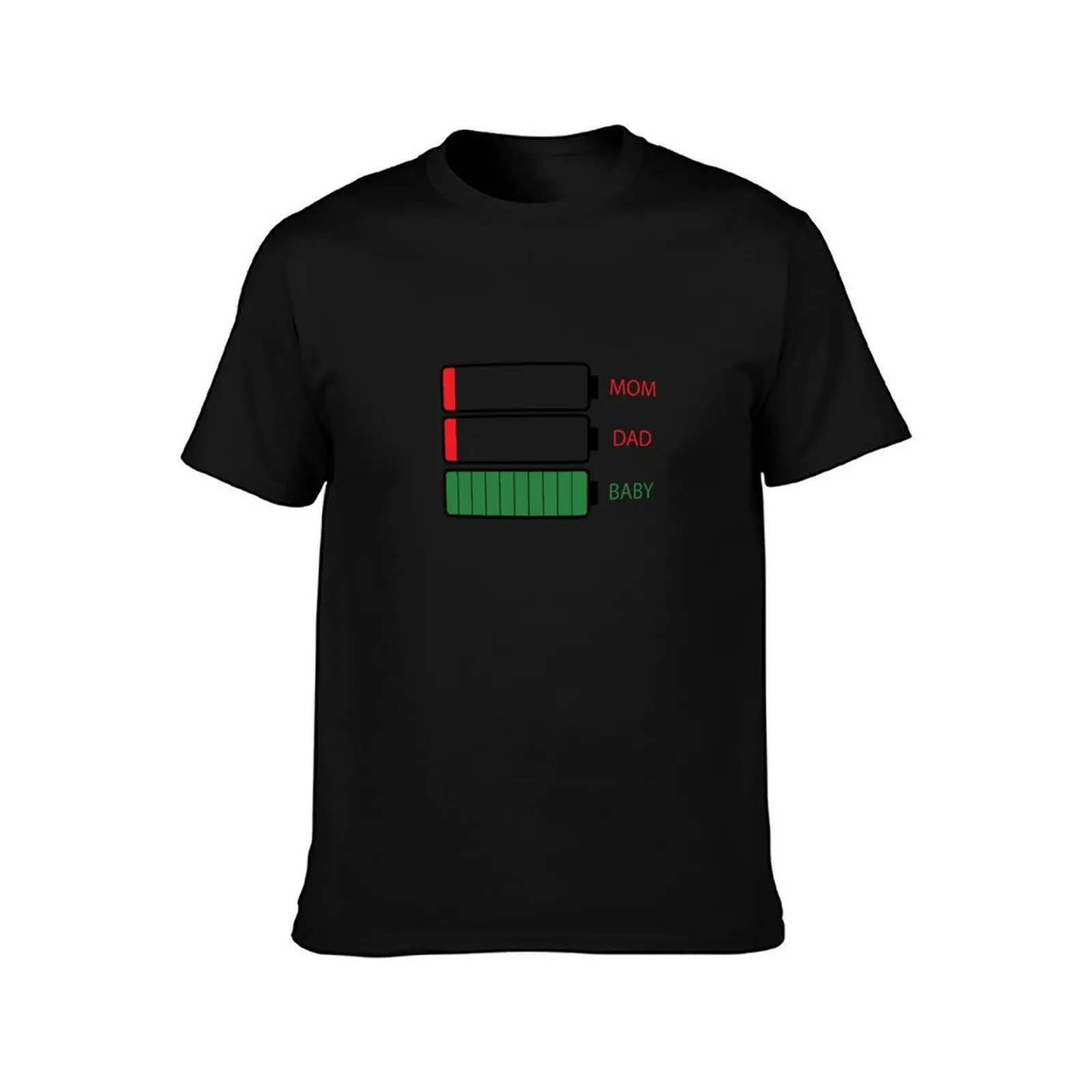 Mom, Dad and Baby energy levels design T-Shirt Basic Casual Short Sleeve Cotton Shirt