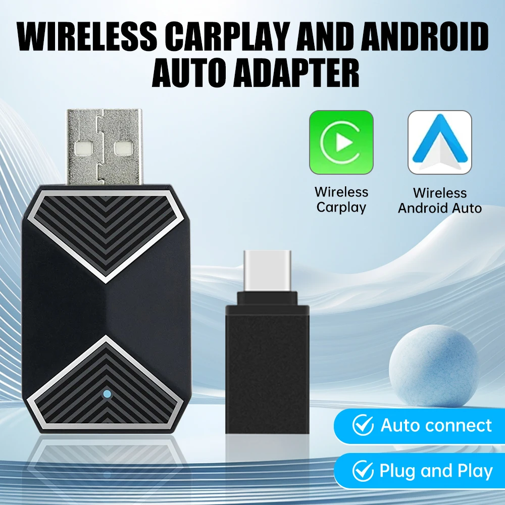 1pc 2in1 Wired to Wireless CarPlay Android Car Adapter Smart Dongle For iphone Android Phone For Volvo Benz Mg Kia Chery VW