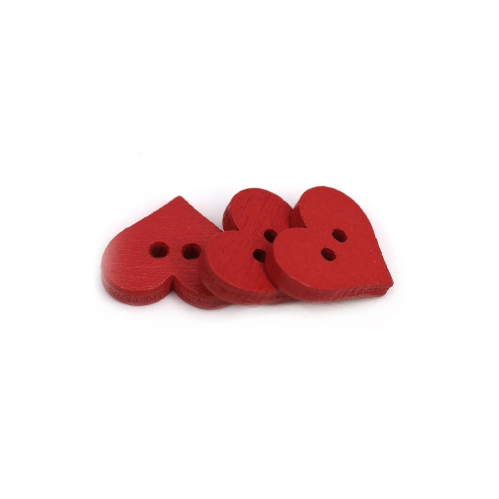 100Pcs 2 Holes Button Red Love Heart Wooden Button Clothes DIY Sewing Accessory Decor