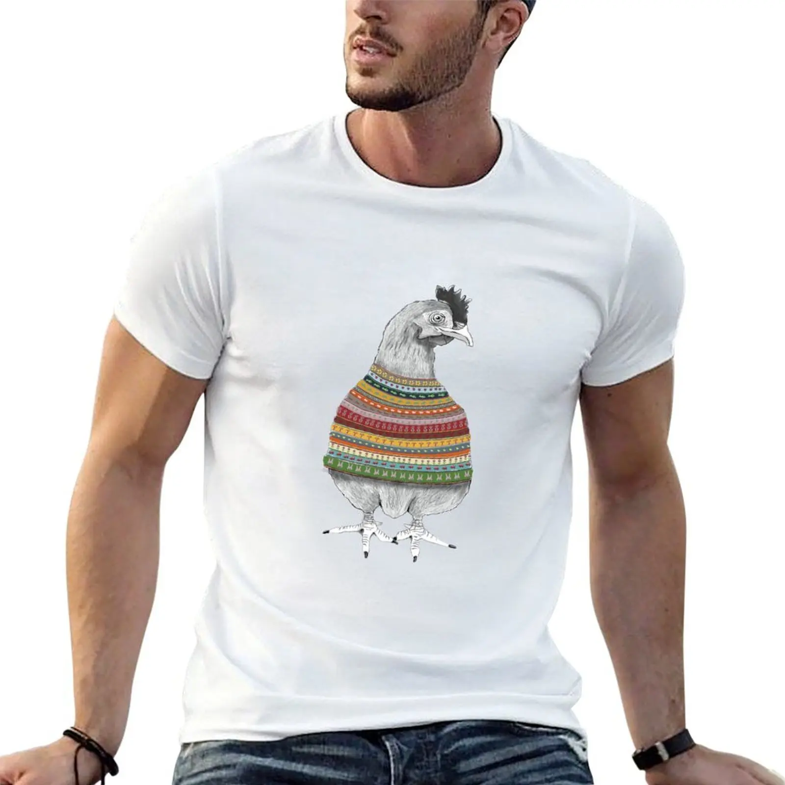 Chicken Knit T-Shirt Relaxed Casual Short Sleeve Tee