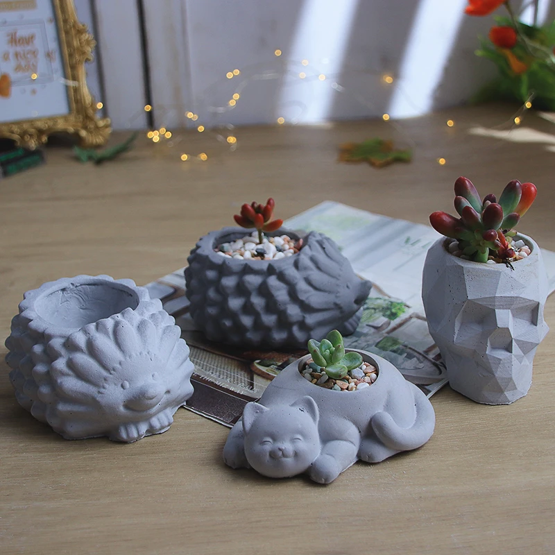 Cute Elephant Owl Conch Geometric Modeling Concrete Cement Flower Pot Silicone Mold Aromatherapy Plaster Mold Candle Holder Mold