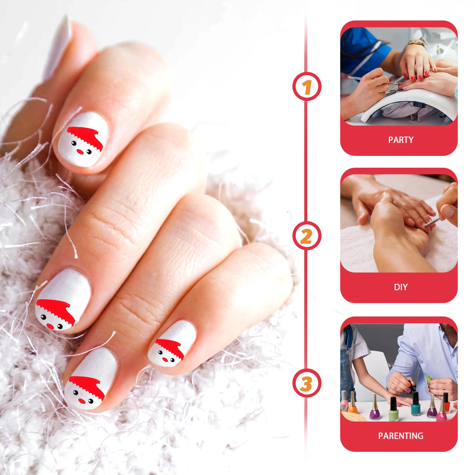 

5 Sheets Fake Nails Tips Fingernail Decorations False Christmas Wraps Decals Stickers