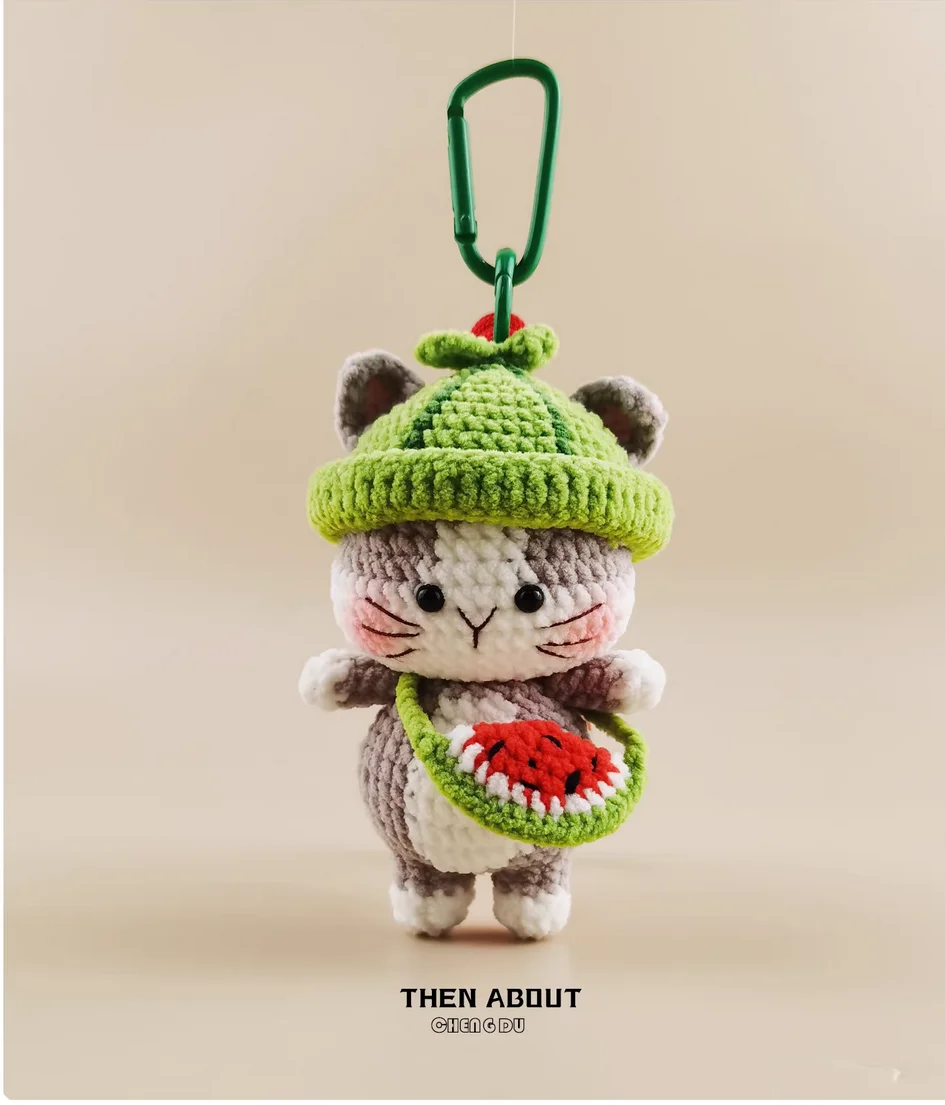 Cute watermelon cat doll bag pendant pendant Keychain pendant niche senior gift