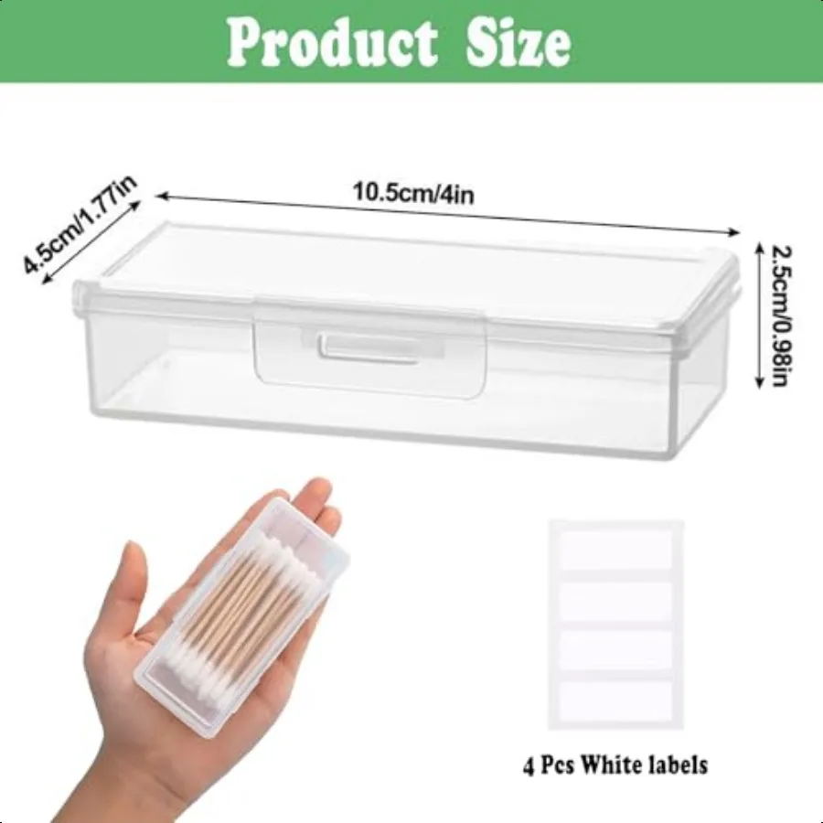 Wattenstaafje Houder voor Reizen 2-delige Draagbare Kleine Tandzijde Houder Doorzichtige Plastic Wattenschijfje Houder Reiszijde Picks Case