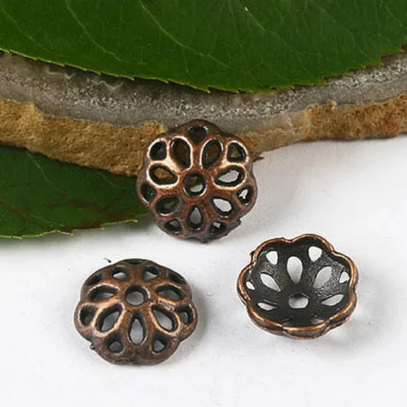 100pcs 12mm Dull Copper-tone Flower Beads Cap H2764 Jewelry Making Supplies