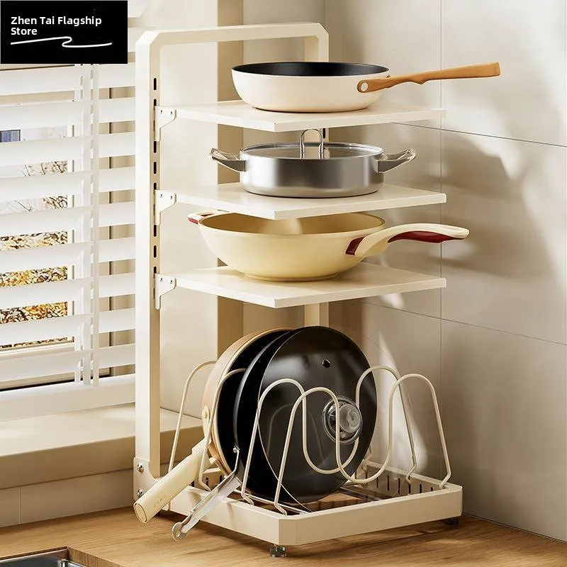 

Modern Simple Home Kitchen Storage Rack Pan Storage Cabinet Multifunctional Kitchen Countertop Pot Holder Multi-layer Separator