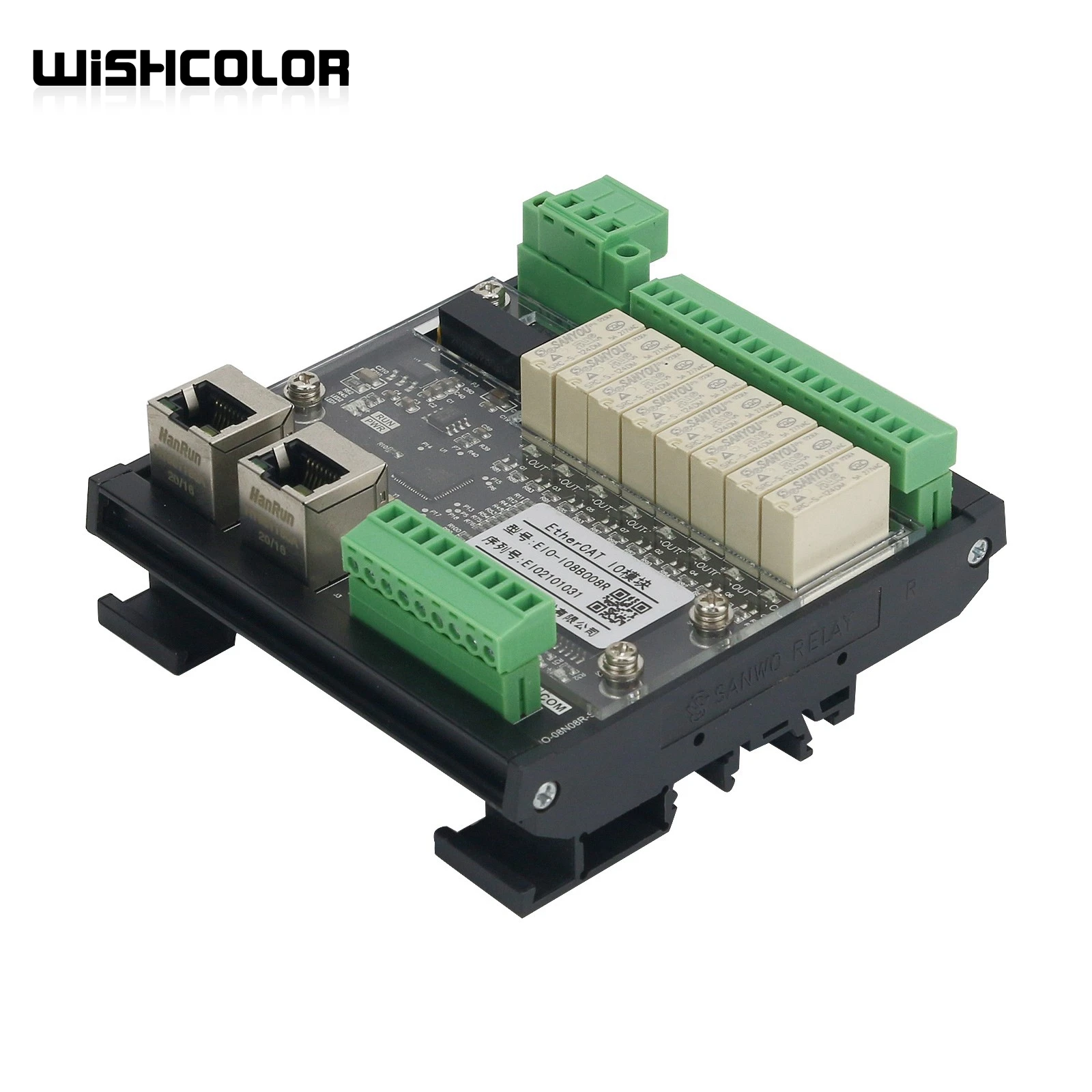 Wishcolor EIO-I8BO8R IO Module PLC Input Output Module 8DI 8DO Supporting For EtherCAT Communication Protocol