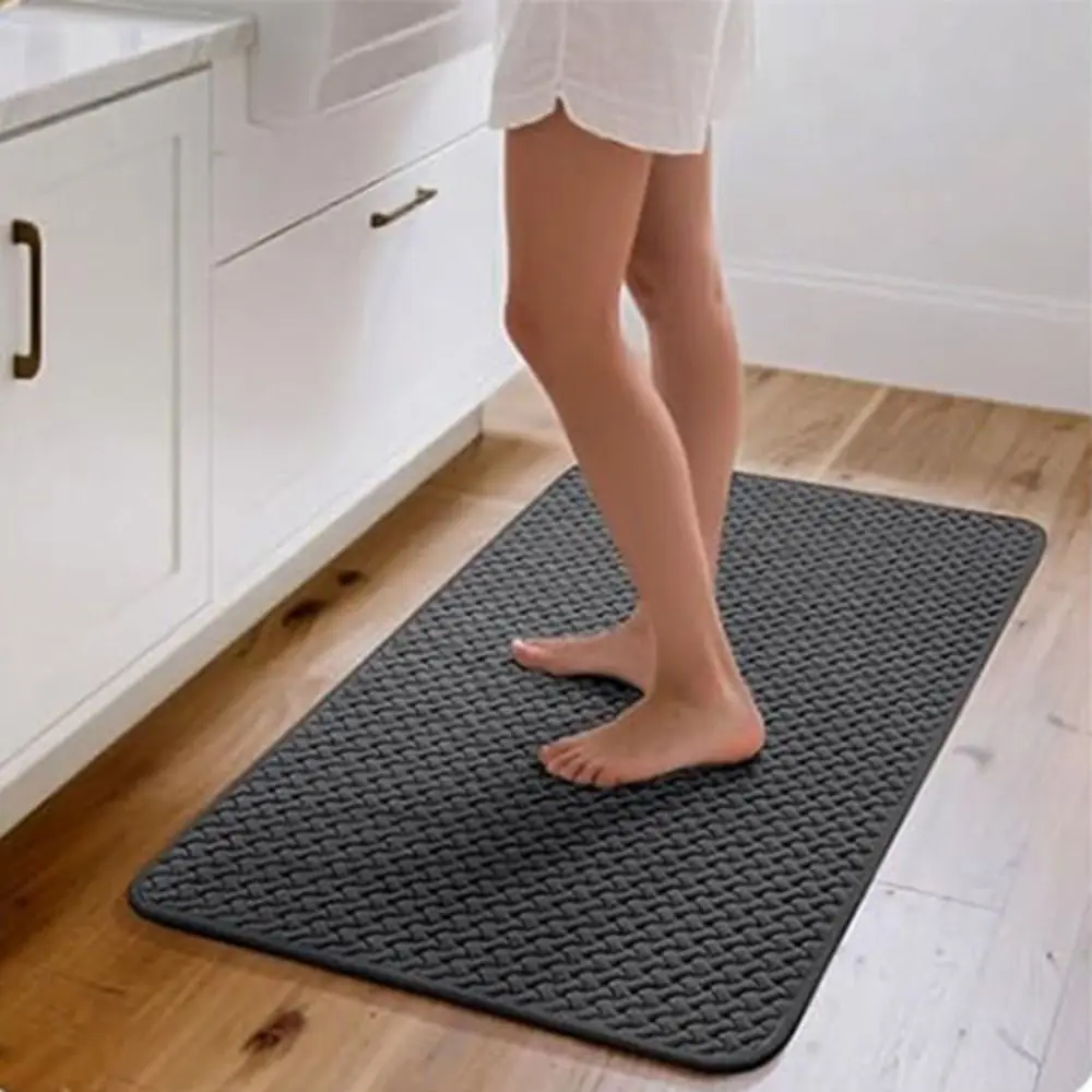 

Durable Non Slip Weave Texture Bathroom Rug Absorbent Washable Bath Mat Quick Dry Thickened Carpet Kitchen
