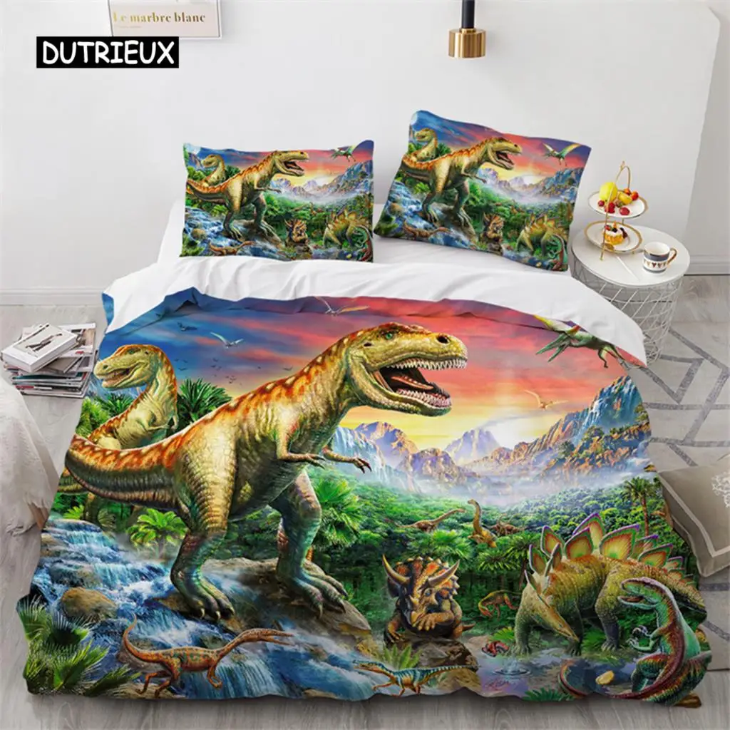 

Dinosaur Duvet Cover Microfiber 3D Animal Comforter Cover Jurassic World Park Dinosaur Bedding Set Kids Teens Gift Room Decor