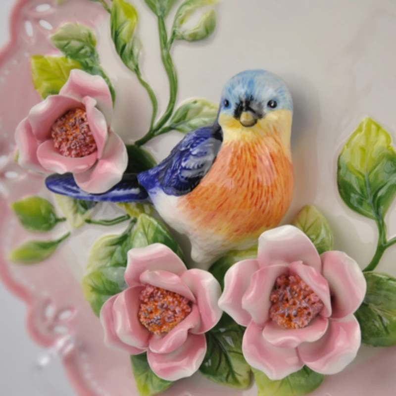 3D Blue Birds Decorative Wall Dishes Porcelain Decorative Plates