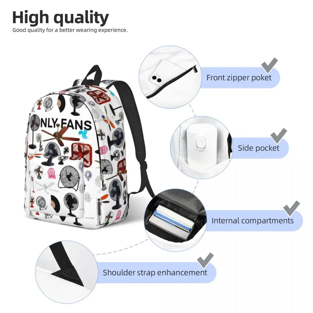 Only Fans Backpack Middle High College School Student Bookbag Teens Daypack Lightweight