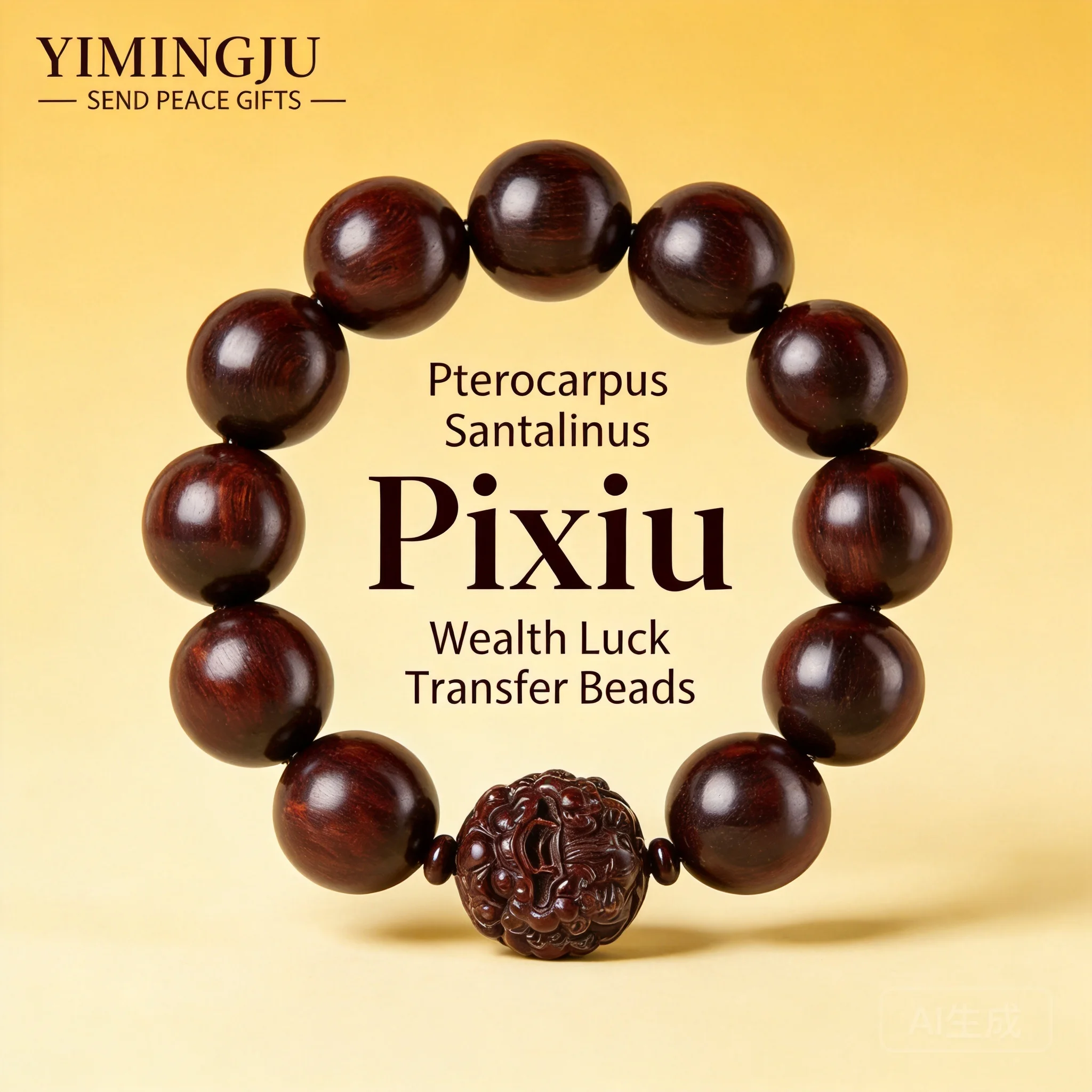 Original Design Chinese Style Lucky Pixiu High Density Small Leaf Red Sandalwood Beaded Bracelet For Men Feng Shui Wealth Good