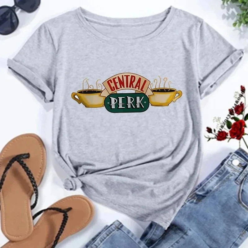 Central Perk T-Shirt Friends TV Show Women's T-Shirt Friends Central Perk Coffe Shop Shirts Cute Best Friends Tees Hipster Tops