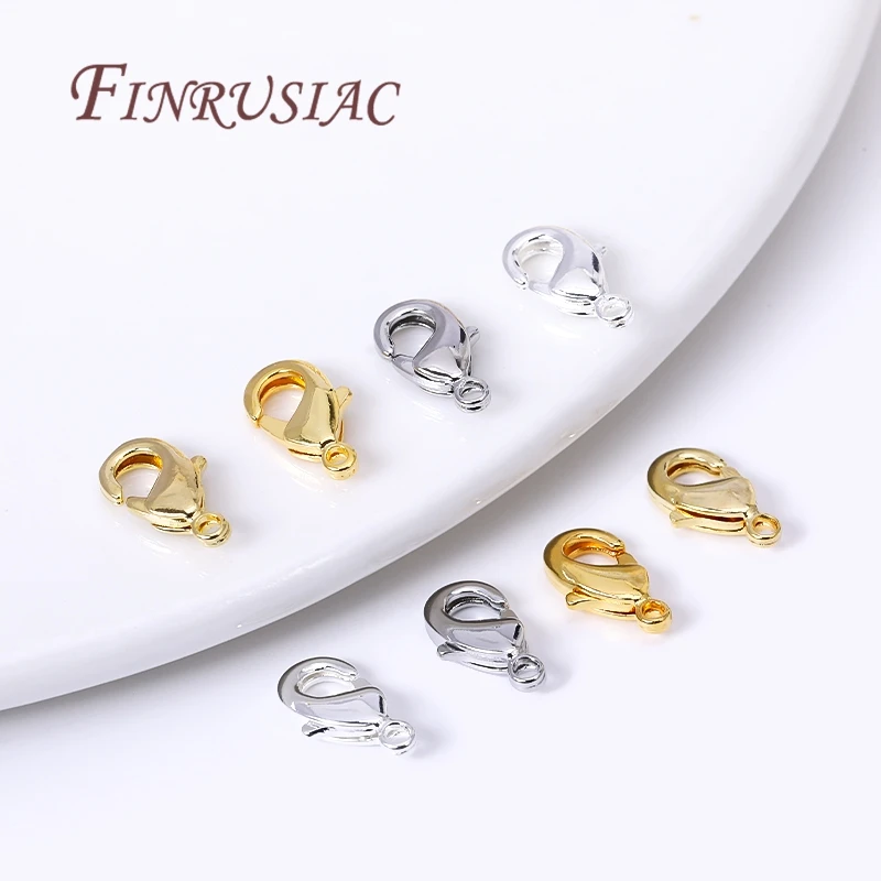 10/20/30pcs/lot 18K Gold Plated 10mm/12mm Lobster Clasps For DIY Necklace Bracelet Jewelry Making Materials Wholesale