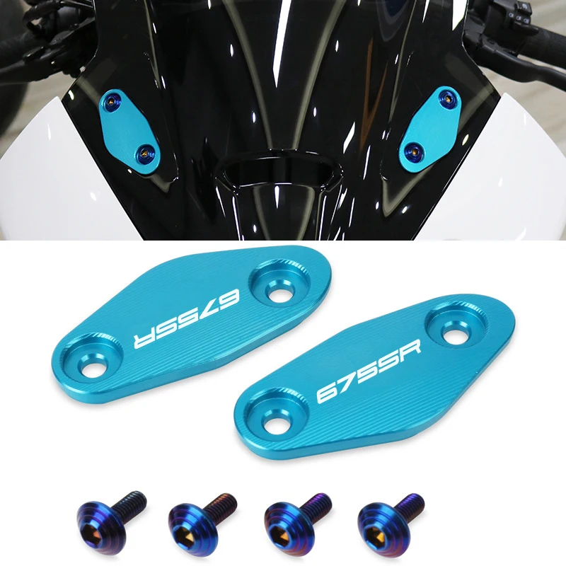 

Motorcycle Rearview Mirrors Seat Decorative Cover Mirror Base Brackets For 675SR 675SRR 675SR-R 675 SR SRR