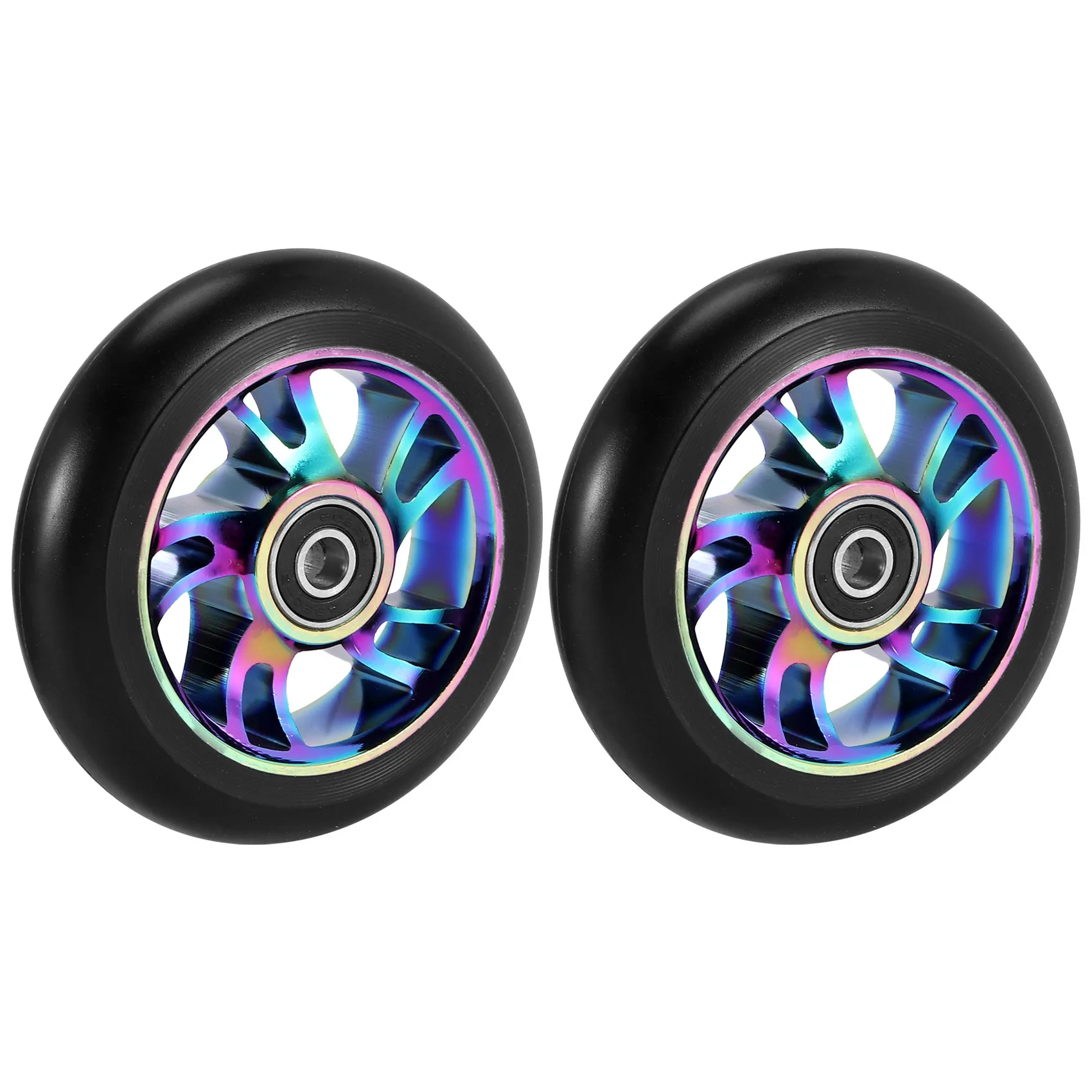 2 Pcs 100Mm Scooter Replacement Wheels with Bearing Stunt Scooter Pu Wheels for Rocking Cars, Extreme Cars, Scooters