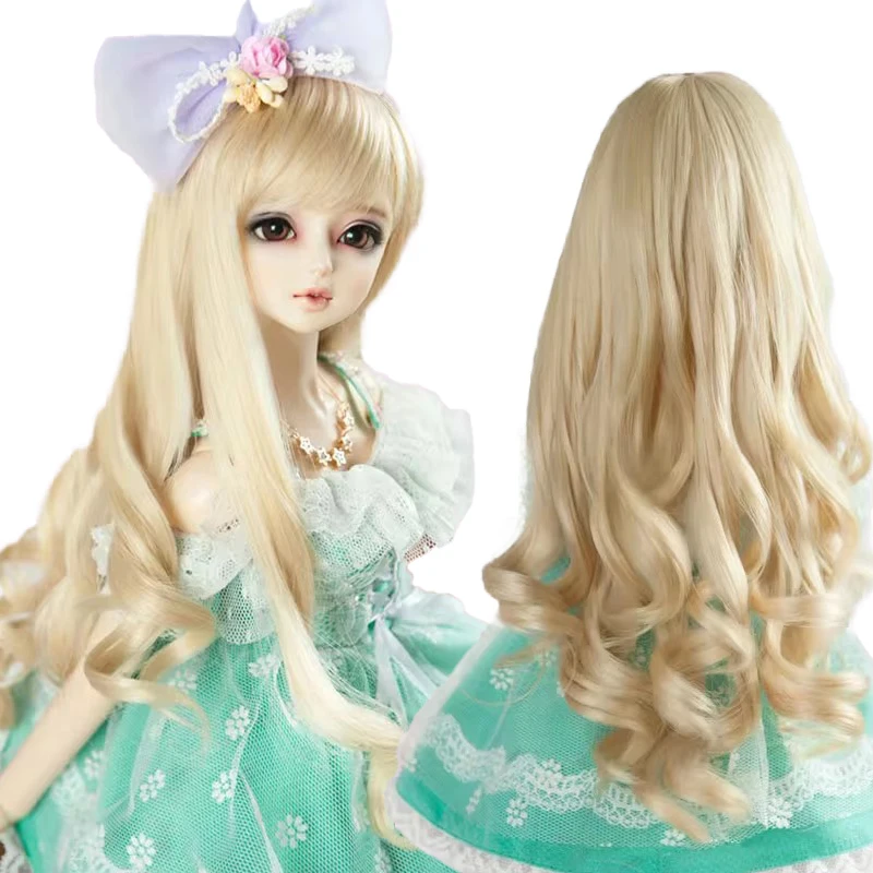 Perruque longue bouclée blonde pour BJD, cheveux ondulés, plusieurs couleurs, fil haute température, herbe d SD, 1/3, 1/4, 1/6, nouveau