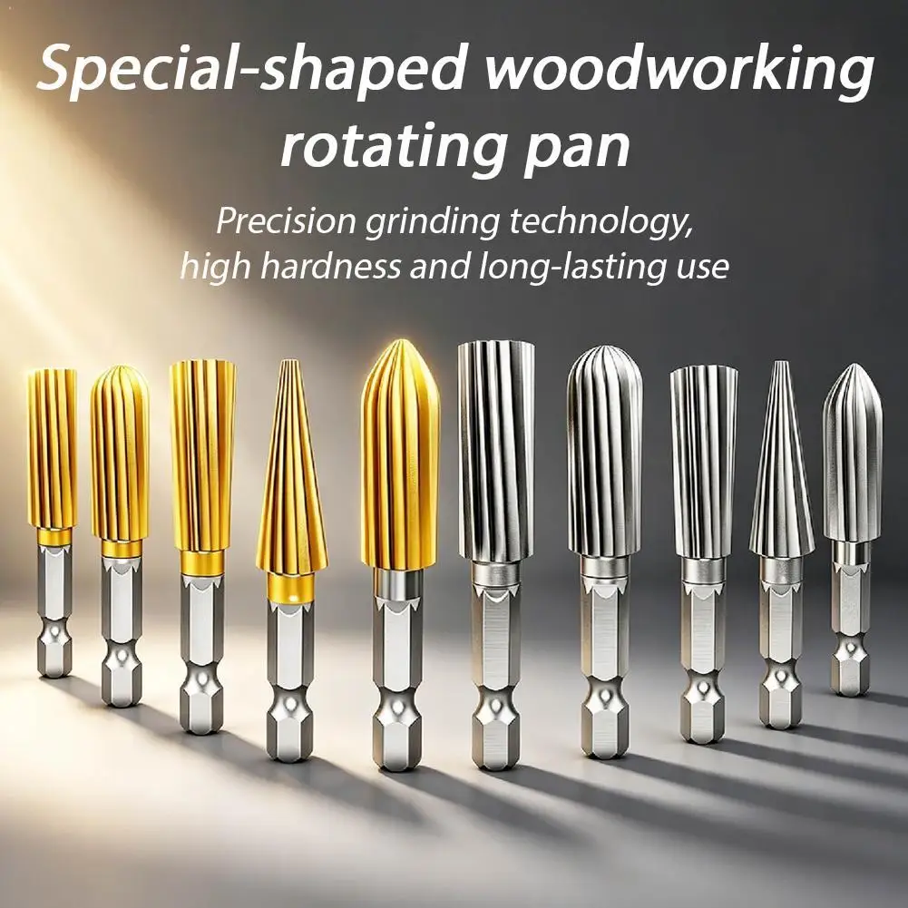 5pcs Hexagonal Shank Woodworking Rotary File Steel File Set For Grinding, Sanding & Engraving Electric Grinding Head