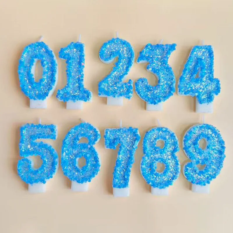 Fully decorated with bright blue numbers, these candles make great gifts for holiday parties, birthdays, and anniversaries.