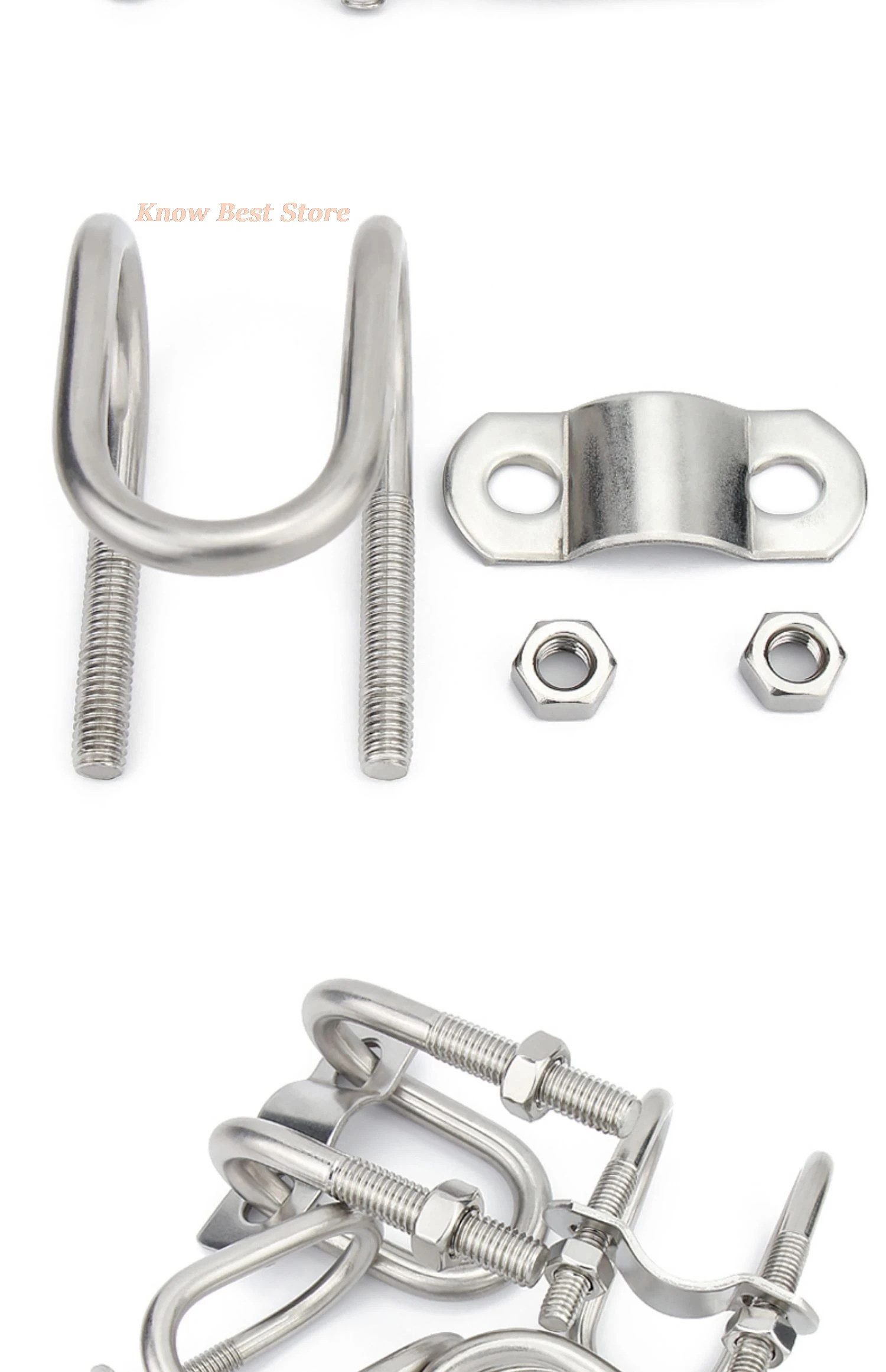 304 stainless steel M8 nut double U-shaped clamp screw cross U-shaped bolt pig farm special-shaped tube buckle for breeding farm