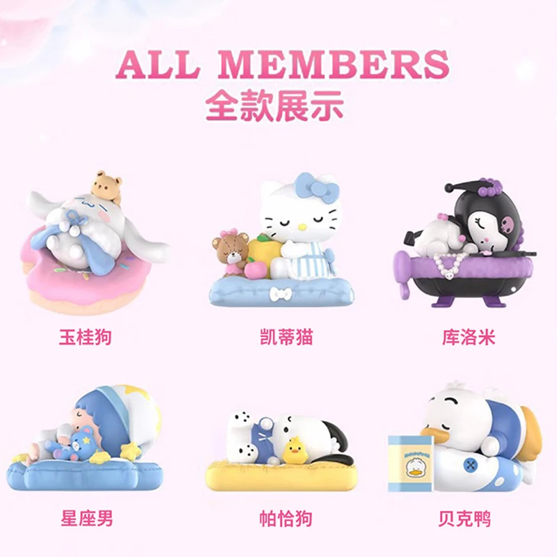 Sanrio In Slaap Vallen Veilig Blind Box Action Figure My Melody Kuromi Pochacco Pompompurin Kinderen Verjaardagscadeau Action Figure Speelgoed