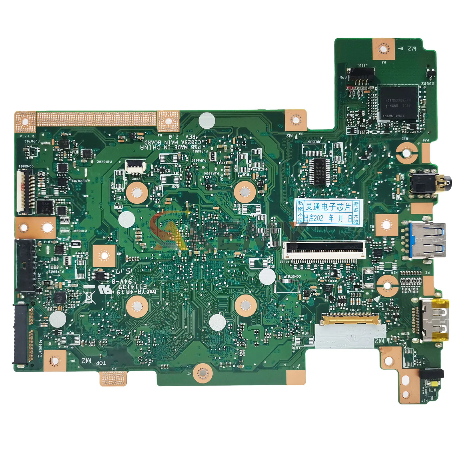 

C202SA Laptop Motherboard For ASUS Chromebook C202SA C202S Notebook Mainboard With Celeron CPU 100% tests OK fast shipping stk