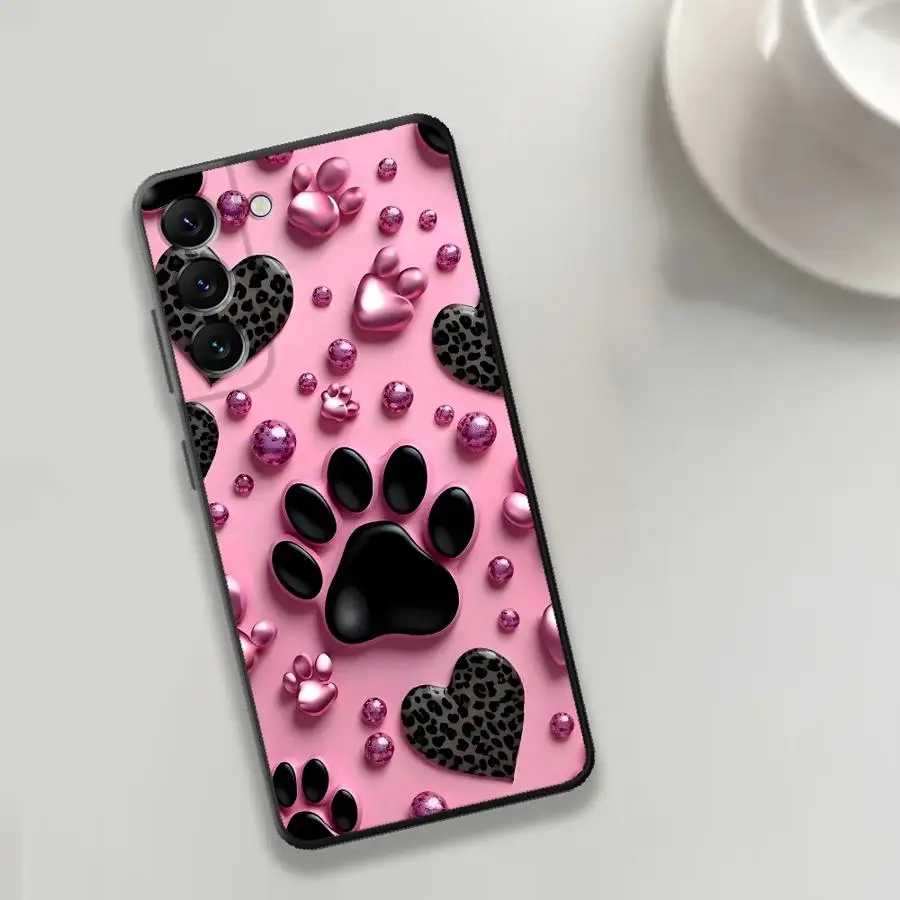Pink Pet Paw Print Pattern Phone Cover Case for Samsung Galaxy A73 A51 A25 A16 A57 A15 A37 A06 A05 A23 A41 A36 A70 A50 A53 A12 view 5