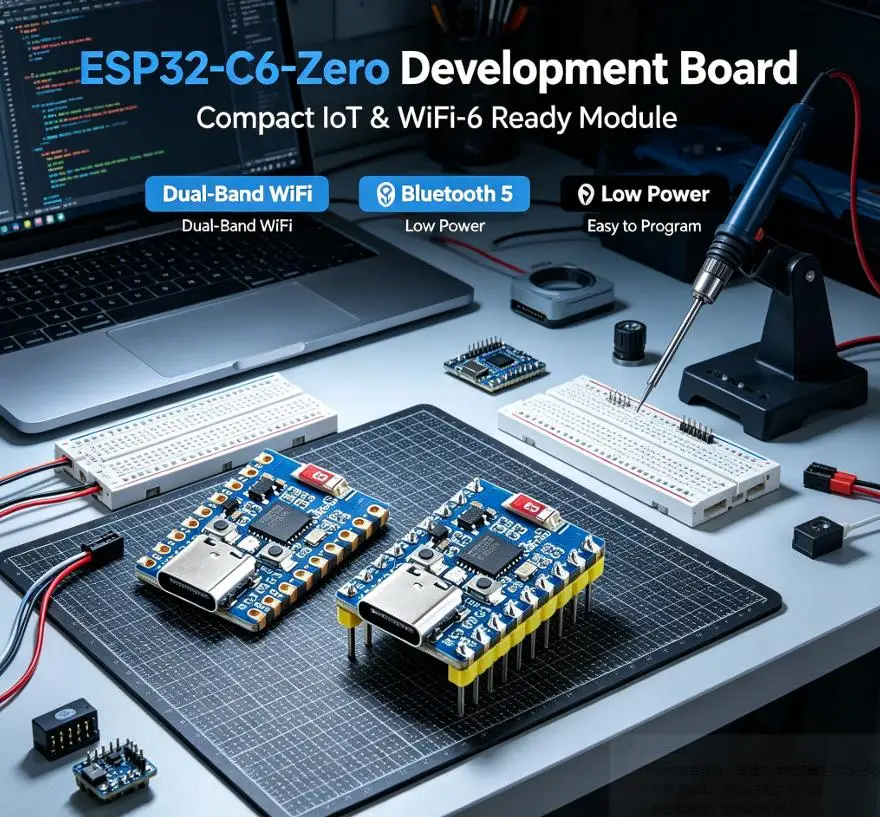 1Pcs Dual Processors Based On ESP32-C6FH4 2.4GHz WiFi 6 & Bluetooth 5 Microcontroller ESP32-C6 Mini Development Board