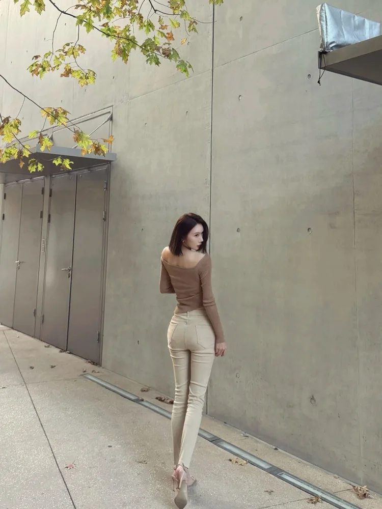 

High Waist Slim Fit Jeans Women's Autumn Basic Nine Points Pan Hoisting Hip Enhancing Korean Sle Cotton Stretch Denim