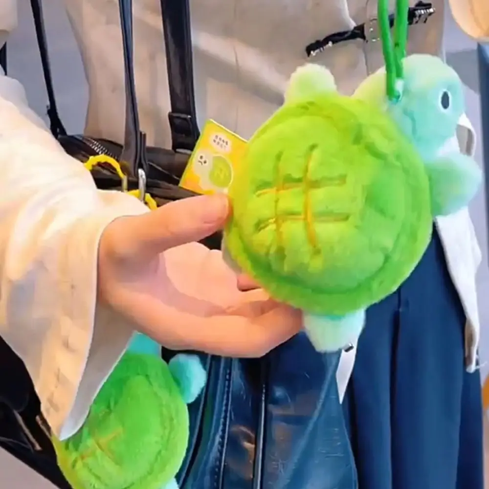 Release Stress Mint Mamba Turtle Keychain PP Cotton Animal Plush Turtle Key Ring Cotton Filled Cartoon Green Doll Key Ring