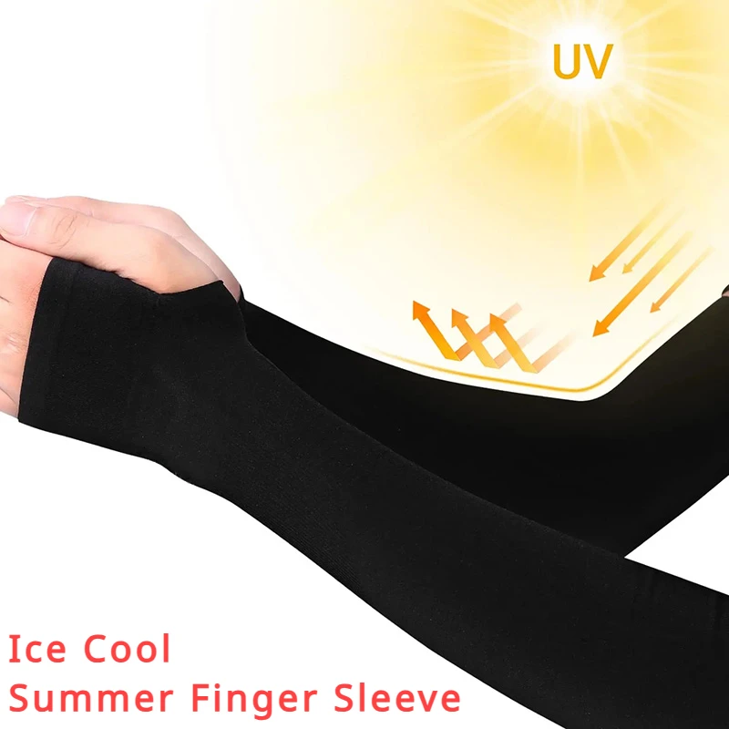 1 Pair Summer Finger Sleeve Cool Wearing High Elastic Elbow Spring Outdoor Riding Fingerless Fishing Custom Ice Silk