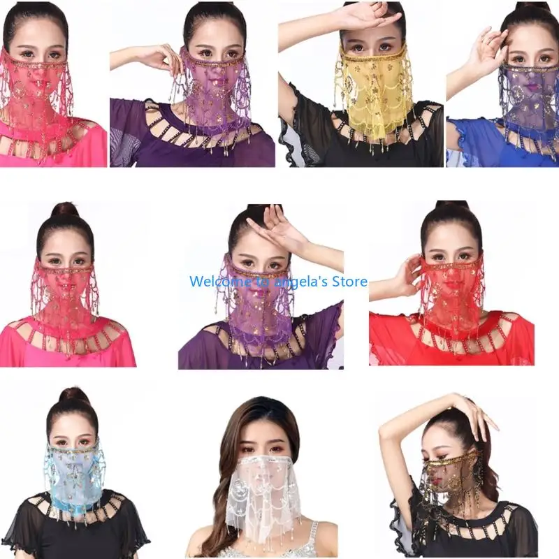 X4YC Happy Gathering Net Face Scarf Elegante adição fantasia para shows e eventos